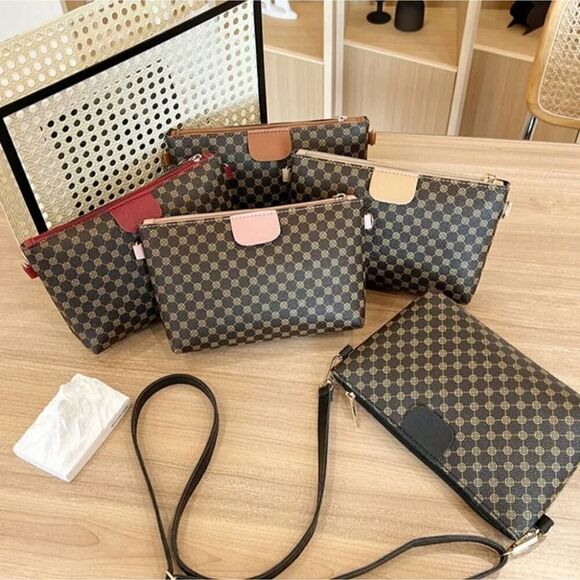 Women Mini Vegan Leather Print Monogram Crossbody Bag - Picture 5 of 10